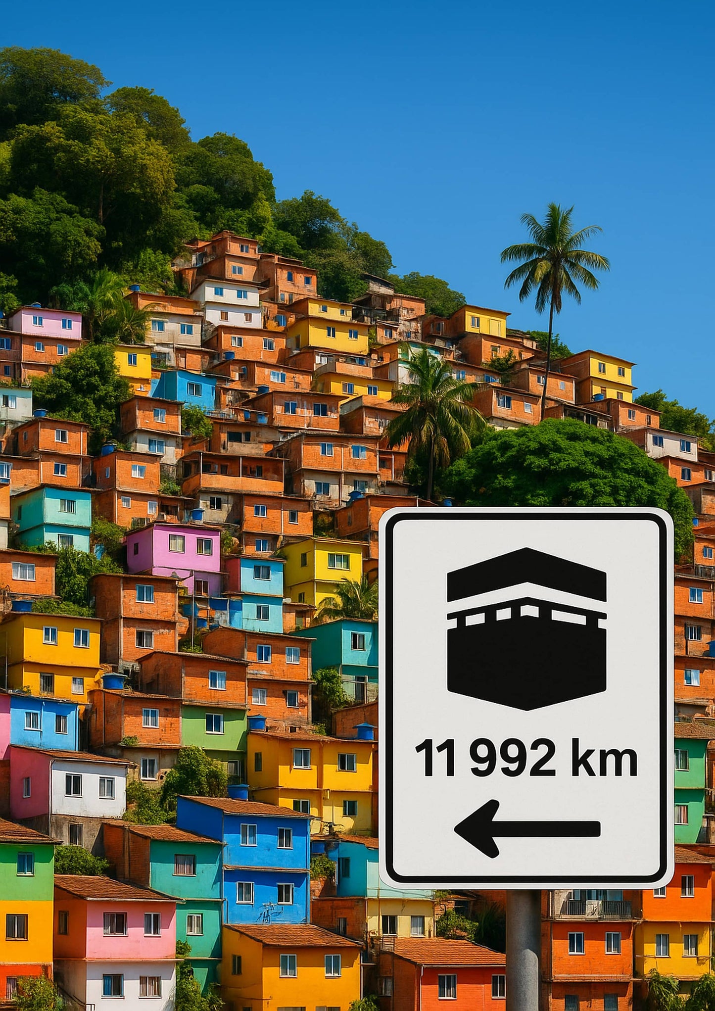 Affiche artistique Favela colorée - Rio de Janeiro