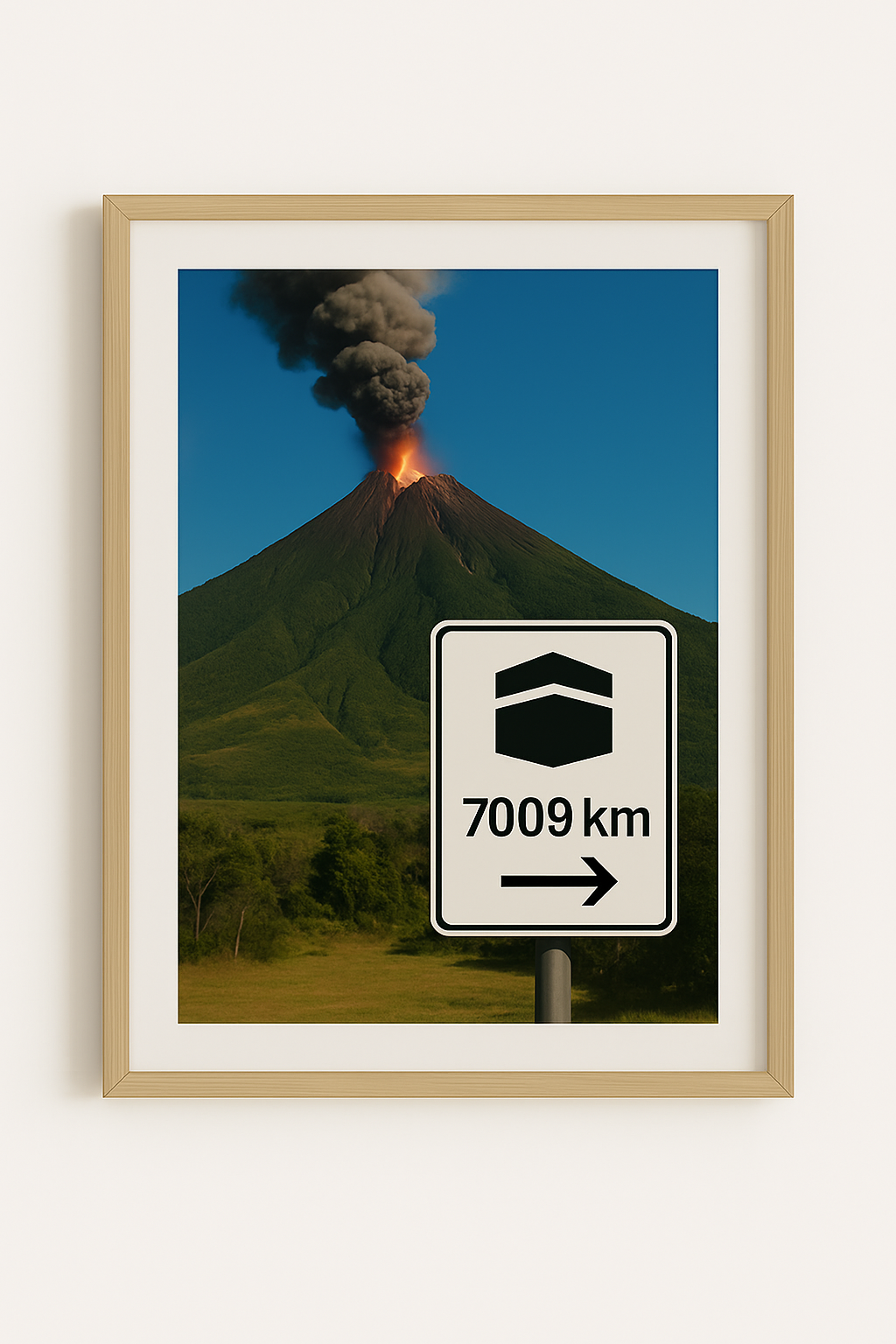 Affiche artistique Volcan Merapi - Île de Java - Indonésie