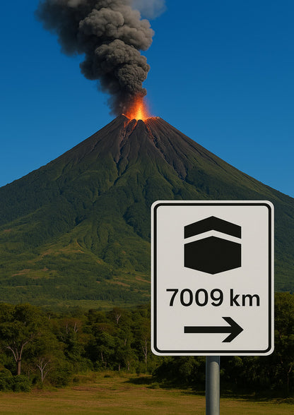 Affiche artistique Volcan Merapi - Île de Java - Indonésie
