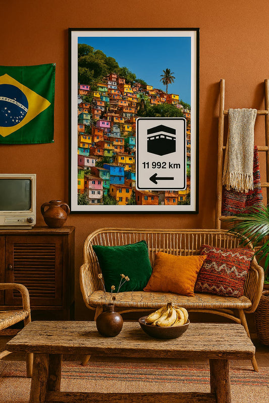 Affiche artistique Favela colorée - Rio de Janeiro