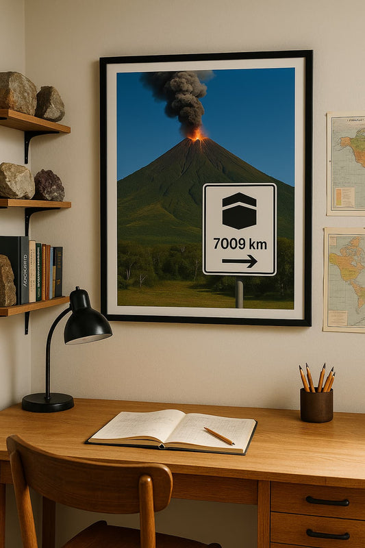 Affiche artistique Volcan Merapi - Île de Java - Indonésie