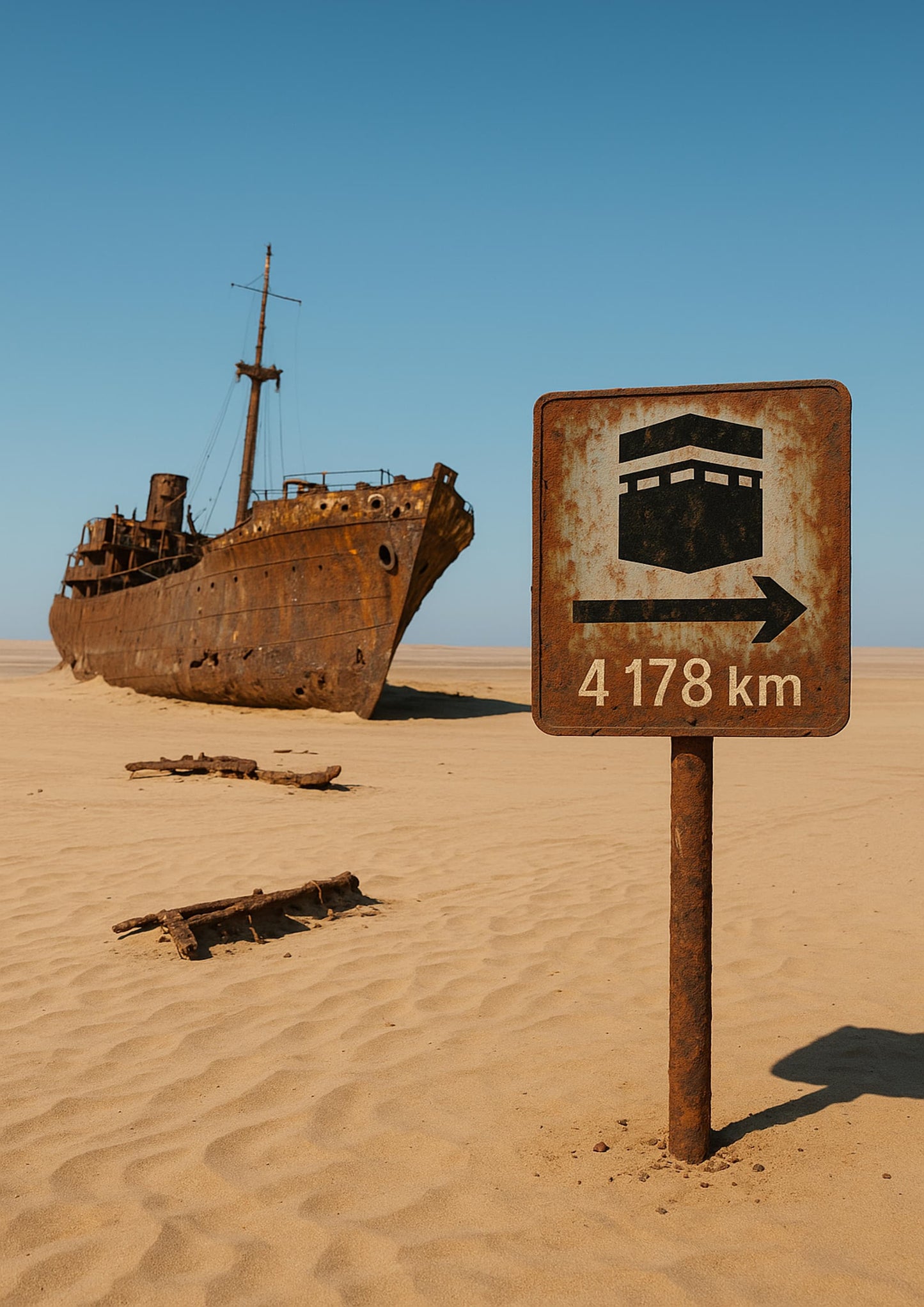 Affiche artistique Épave Eduard Bohlen - Désert de Namibie